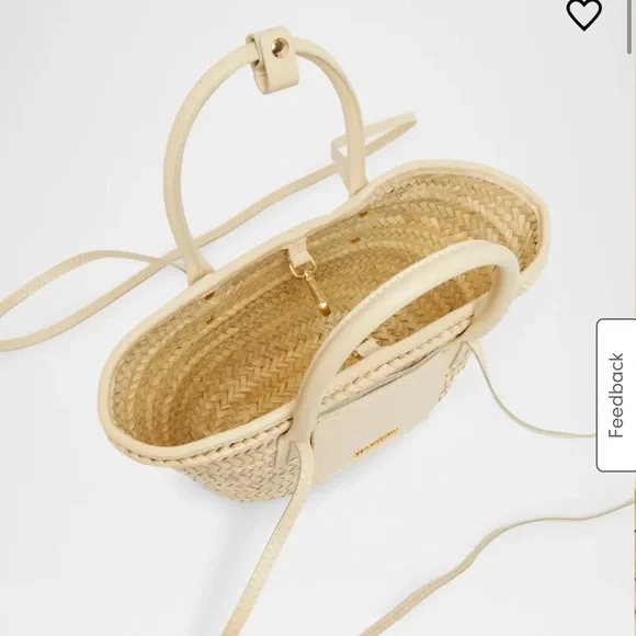 Jacquemus Le Petit Panier Soli Wicker Top Handle Bag broken piece on back!! - Picture 4 of 17